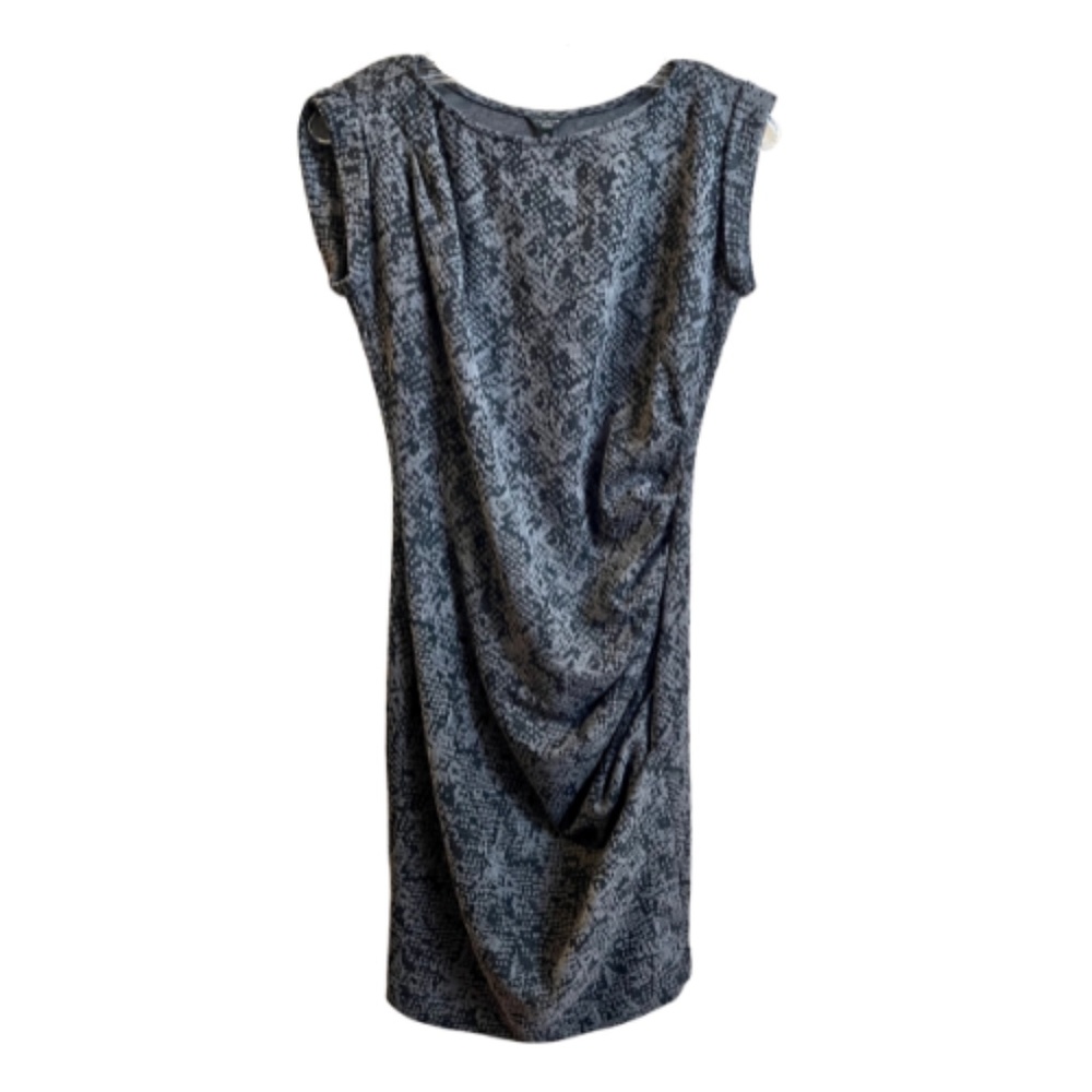 Ann Taylor Black Gray Knit Ruched Side Sheath Dress - Size Petite 4